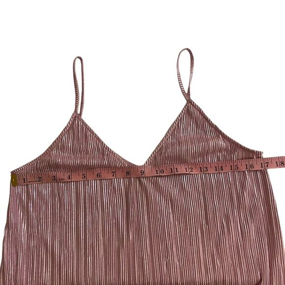 & Other Stories Pink Metallic Micro Pleated Spaghetti Strap Slip Dress - Picture 7 of 8